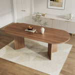 Extendable Dining Table, 160/200x90cm, for 6-8 People, Rounded Corners and Thickened Tabletop, Walnut