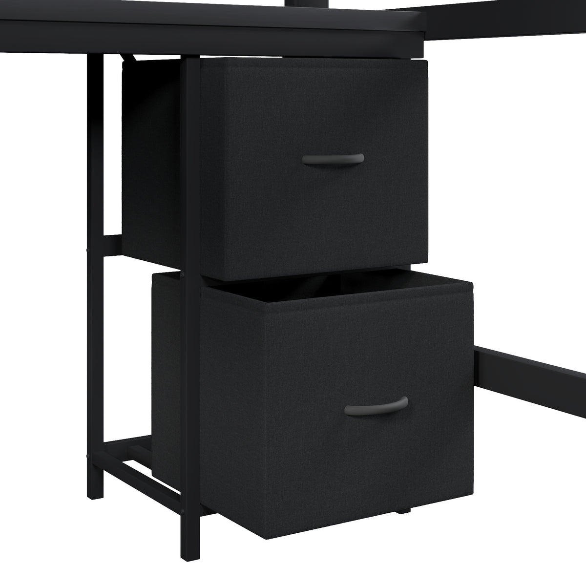 Gaming Loft Bed with Desk, Bookshelf & Wardrobe, Black Metal