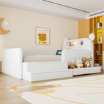 Children's Bear Bed 90x200cm with Storage & Night Light, White