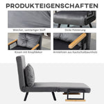 Sleeper Chair Single Sofa Bed Recliner Adjustable Backrest, Dark Grey Velvet