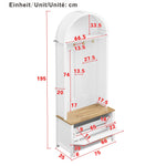 Multifunctional Wardrobe Hall Tree with Shoe Rack, Shelf & Hooks, MDF