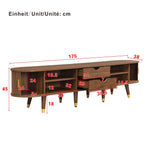 TV Cabinet 175cm Rattan Sliding Door Storage, Walnut Look/Natural Design