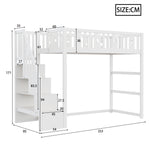 Bunk Bed, 90x200 with Stairs, Loft, Solid Wood, White