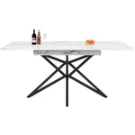Dining Table Set Extendable 120/160cm 4 Chairs Diagonal Velvet - Dark Grey