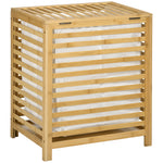 Laundry Basket 55L with Lid and Removable Bag, Bamboo