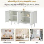 Sideboard, Minimalist Arched Pattern 4-Door, Pure White