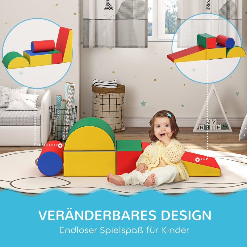 Soft Building Blocks for Climbing and Crawling, Various Shapes, Multicolored Faux Leather