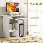 Desk, Computer Office Table with Keyboard Tray & Shelves, Chipboard, White