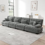 Modular Corner Sofa, 4-Seater Deep Seat Sleeper, Chenille Grey