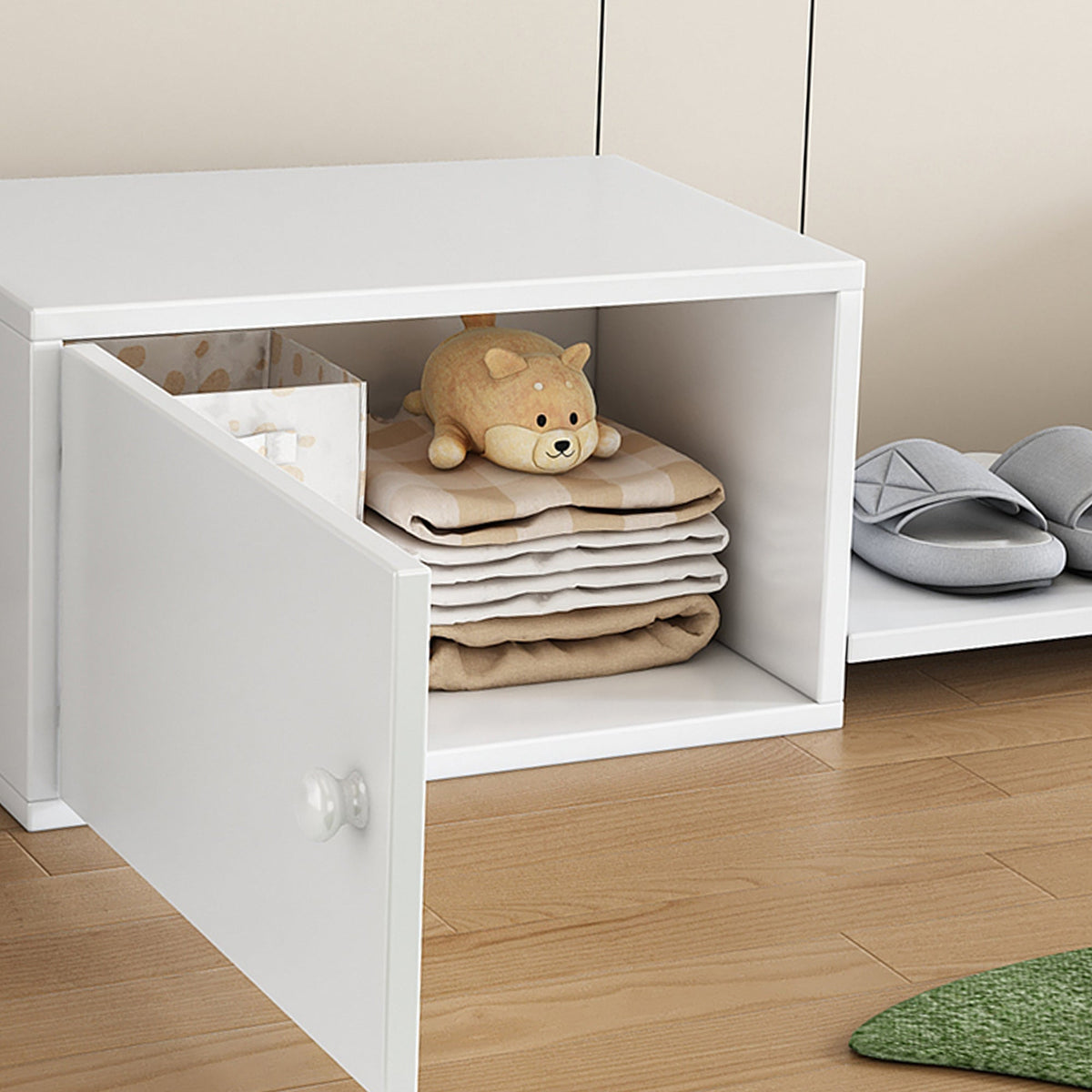 Shoe Cabinet, Entryway Furniture Multi-Use Bench, White