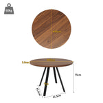 Dining Set 5-Piece Round Table 80cm 4 Chairs Velvet - Walnut/Black