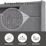Upholstered Bed, LED Double Bed with USB & Type C Charging, Linen