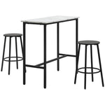 Bar Table & Bar Stool Set, 3-Piece Dining, Steel Black/White