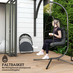 Hanging Chair, Foldable Polyrattan Swing, 150kg Capacity, Dark Gray
