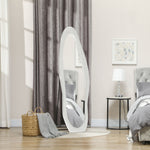 Full Length Mirror, 50 x 160 cm, Irregular Wavy, White Velvet