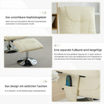 Recliner Chair with 5-Point Massage, Electric Heating, 360° Swivel, PU Fabric Beige