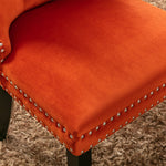 Nikki Collection Dining Chair Tufted Velvet Upholstered Solid Wood Legs 2-Pcs Set Orange