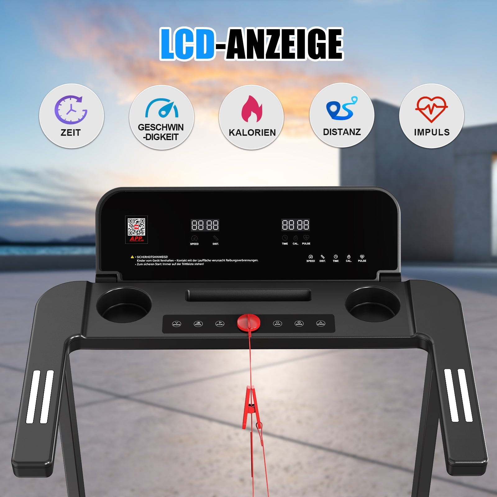 Electric Treadmill, Folding, 12 km/h Max Speed, LED Display, 120 kg Capacity
