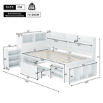 Children's Bed 90x200cm with Drawers & Bookshelf, White