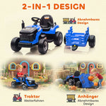 Electric Children's Tractor with Remote Control and Soft Start, Blue
