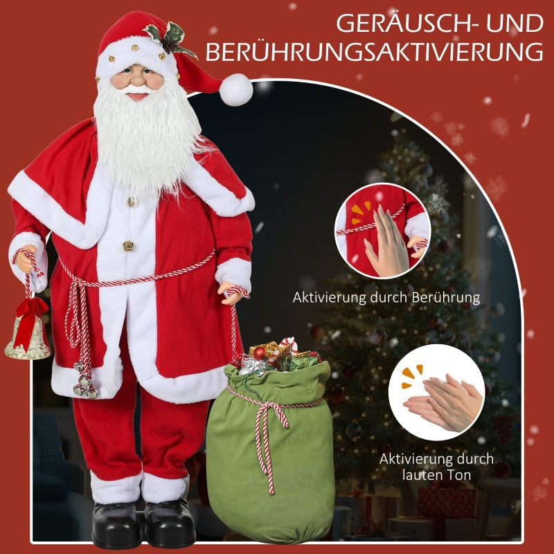 Santa Claus Figurine, Movable, Sound, Music, 140 cm, Red