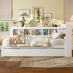 Daybed 140x200cm Pull-out Bed Power Outlet 2 USB - White Chipboard
