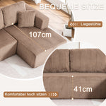 Modern U-Type Leisure Sofa with Modular Non-Assemble Design and Lounge Chairs, Lamp Fabric
