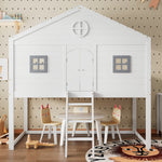 House Bed, Stairs, Safety Rail & Gate, Pine & MDF, White & Grey