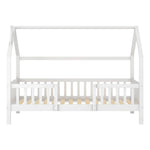 House Bed 90x200cm Chimney Slatted Base - White Pine Wood
