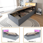 Multifunctional Hydraulic Sofa Bed 90x200 with Storage & LED, Grey
