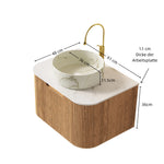 61cm Wall-Mounted Bathroom Vanity Unit with Ceramic Basin and Carrara White Top, Natural Wood Grain