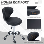 Rolling Stool Massage Stool, 360° Swivel Ergonomic Backrest, Black Faux Leather