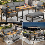 Garden Lounge Set for 6-7 People, Weatherproof Seating Group, Galvanized Iron Frame