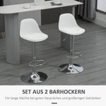 Bar Stools, Set of 2, Swivel, Height-Adjustable, White Faux Leather and Steel
