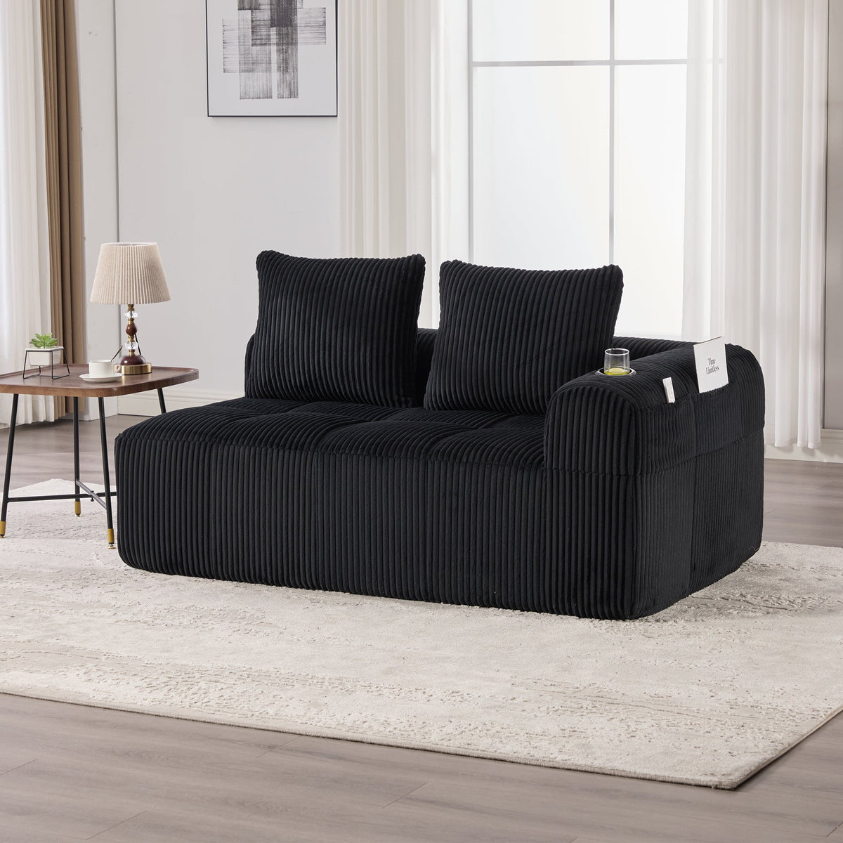 Two-Seater Sofa Storage Pocket Drink Holder - Corduroy Fabric