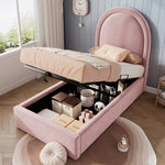 Children's Bed, Single 90 x 190 cm, Pink Velvet