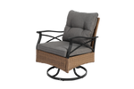 Outdoor Swivel Rocking Chair Set, 3 Pieces with 1 Table and 2 Chairs, 350lb Support, Brown Wicker
