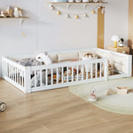 Platform Bed with Side Rails & Pillows, 90x200 cm, White