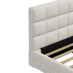 Upholstered Platform Bed Frame, 180x200 cm - Beige