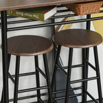 Bar Table Set, 3-Piece Dining Table with 2 Bar Stools, Storage Shelf, Metal Black