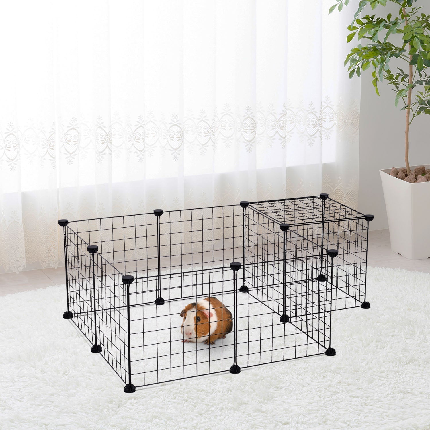 Small Animal Outdoor Enclosure, Flexible Metal Mesh, Black