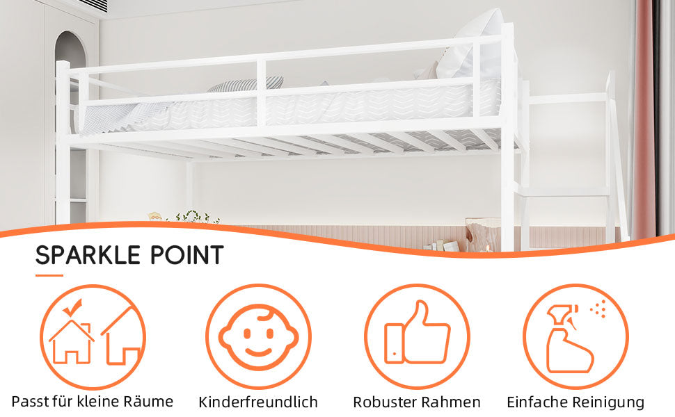Loft Bed, L-Shaped Desk, Storage & Stairs, Sturdy Frame