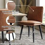 6 Dining Chairs, Double-Layered Cushions, Comfortable & Soft PU, Brown