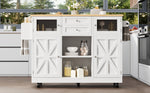 Kitchen Island Dining Trolley Sideboard Worktop Casters Adjustable Storage White