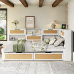 Solid Wood Sofa Bed 140x200 Multifunctional Single/Children's Storage Charging Port, White