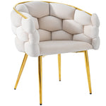 Luxurious Velvet Chairs Set of 2 Modern Ergonomic Gold-Plated Iron Legs Beige