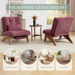 Modern Adjustable Backless Lounge Chair with Footrest, Lumbar Cushion, Wooden Legs - Fabric