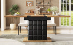 Telescopic Dining Table 110-140x80cm Foldable Extendable Checkered Pattern
