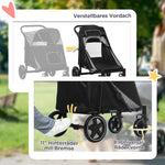Dog Buggy, Foldable, 30 kg, Mesh Window, Grey Oxford