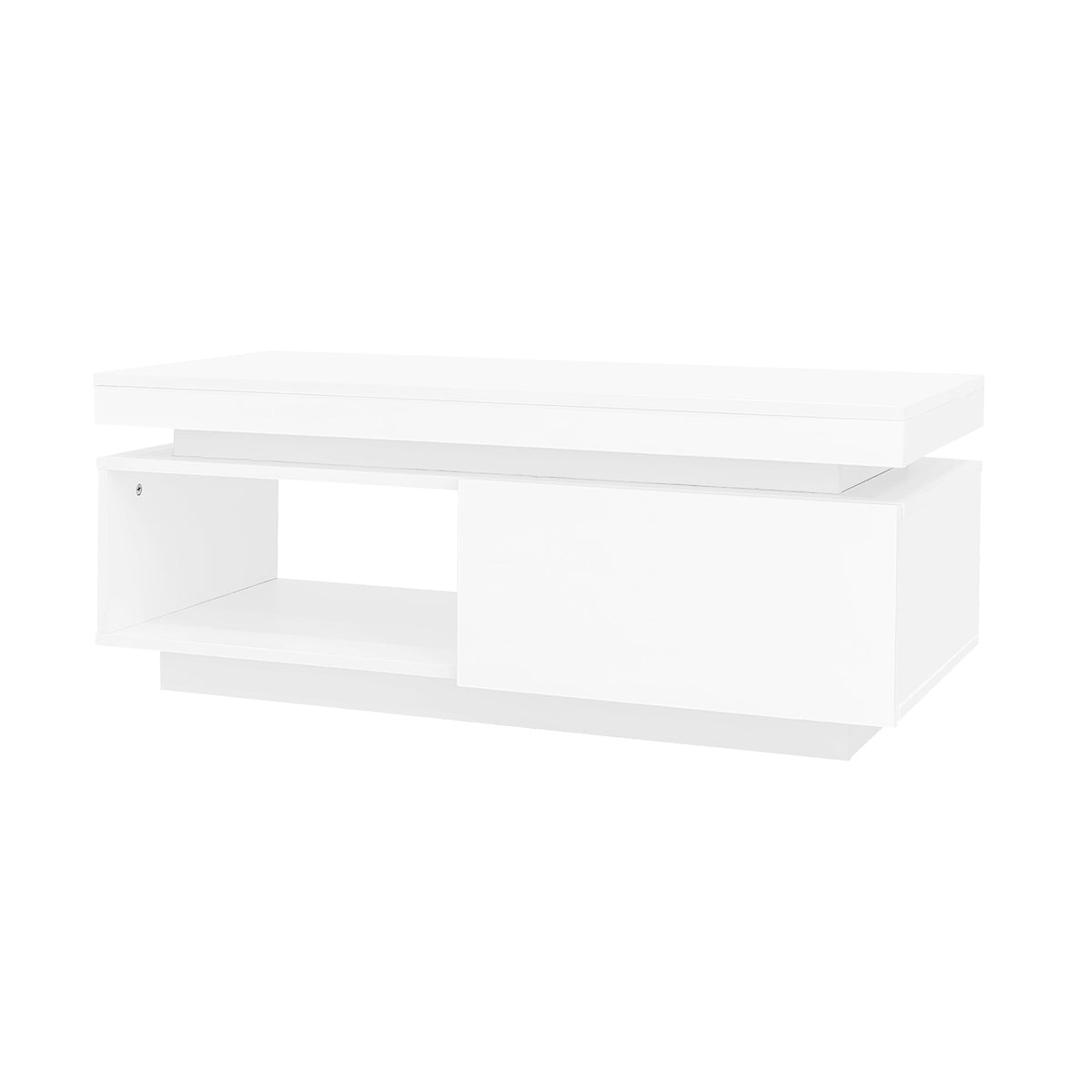 High-gloss TV Cabinet Set + Coffee Table, Living Room Wall Unit, White